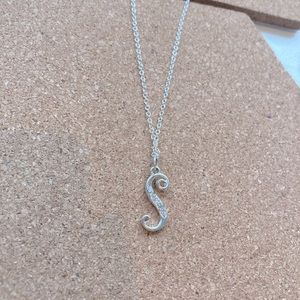 Rhinestone studded "S" necklace